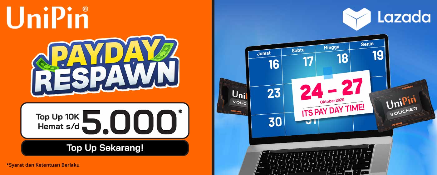 Payday Respawn Lazada x UniPin: Top Up 10K, Hemat hingga Rp5.000!